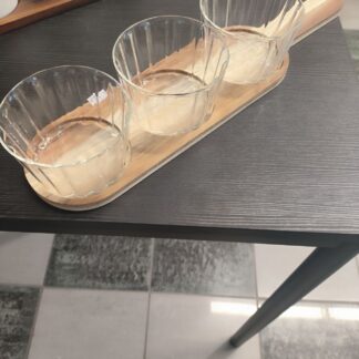 portaciotole in legno e vetro