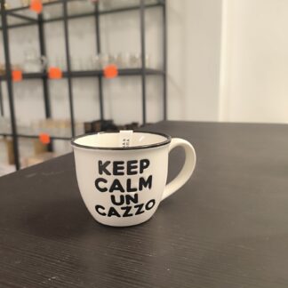 Tazzina da caffè Keep Calm Un Cazzo bianca