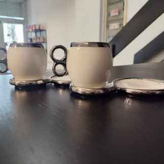 Servizio da caffe da 6 bianco e argento