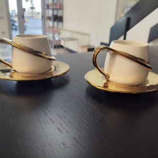servizio da cappuccio da 6 bianco e oro