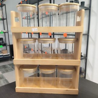 set di barattoli da 9 con portabarattoli in legno
