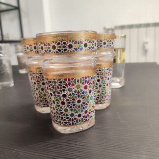 servizio di bicchieri da the da 12 elegante blu e oro