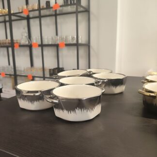 set di ciotole da 6 bianco e silver