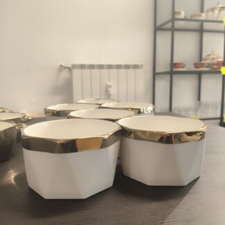 set di ciotole da 6 oro e bianco